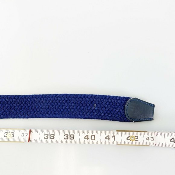 Belt Men's Leather Blue Braided‎ Cloth Fabric LARGE Formal Party D-Ring Buckle - Picture 6 of 11